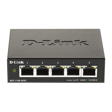 D-Link | Smart Managed Switch | DGS-1100-05V2/E | Managed L2 | Rackmountable | 10/100 Mbps (RJ-45) ports quantity | 1 Gbps (RJ-4